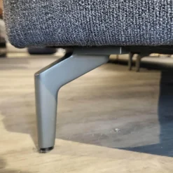 Ecksofa Wohnlandschaft Onda Bezug Stoff 05.464 Eisengrau Füße Massivholz Eiche Schwarz Gebeizt Inklusive Kissen