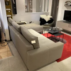 Ecksofa Xenia Stoff U3471 Q2 Grau Taupe Füße Metall Schwarz