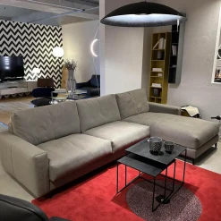 Ecksofa Xenia Stoff U3471 Q2 Grau Taupe Füße Metall Schwarz