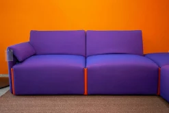 Ecksofagruppe Costume Stoff Kvadrat Uniform Melange 683 Lila Verbindungslemente Orange