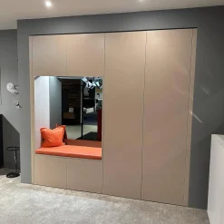 Einbaugarderobe Cabin Lack Rosenholz Fachböden Melamin Beschichtet Dunkelgrau Inklusive Beleuchtung