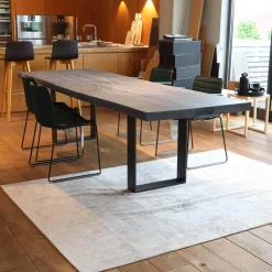 Einstammtisch Naturkante Eiche Schwarz Geflammt Struktur Weiß Ausgebürstet