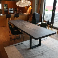 Einstammtisch Naturkante Eiche Schwarz Geflammt Struktur Weiß Ausgebürstet