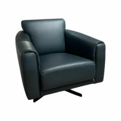 Einzelsessel Schillig MR 2490 Leder Z73/28 Blue Blau Gestell Stahl Nickel Satiniert