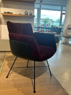 Einzelstuhl Alvo Stoff Bordeaux Rot Violett Gestell Schwarz