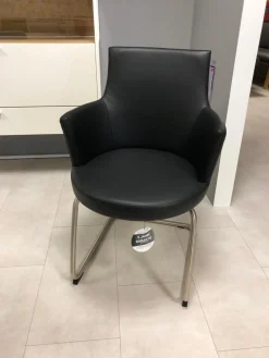 Einzelstuhl Marta Leder Schwarz mit Drehfunktion