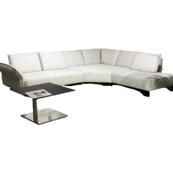 Elementgruppe Wenzel Stoff Silver Grey Grau Weiß Füße Metall Schwarz Inklusive Kissen