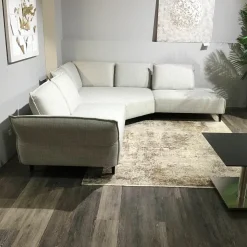 Elementgruppe Wenzel Stoff Silver Grey Grau Weiß Füße Metall Schwarz Inklusive Kissen