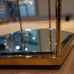 4er Ensemble Couchtisch Sax Platte Klarglas Metallrahmen Mit Gold-Finish