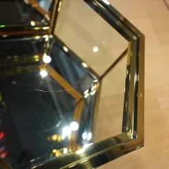 4er Ensemble Couchtisch Sax Platte Klarglas Metallrahmen Mit Gold-Finish