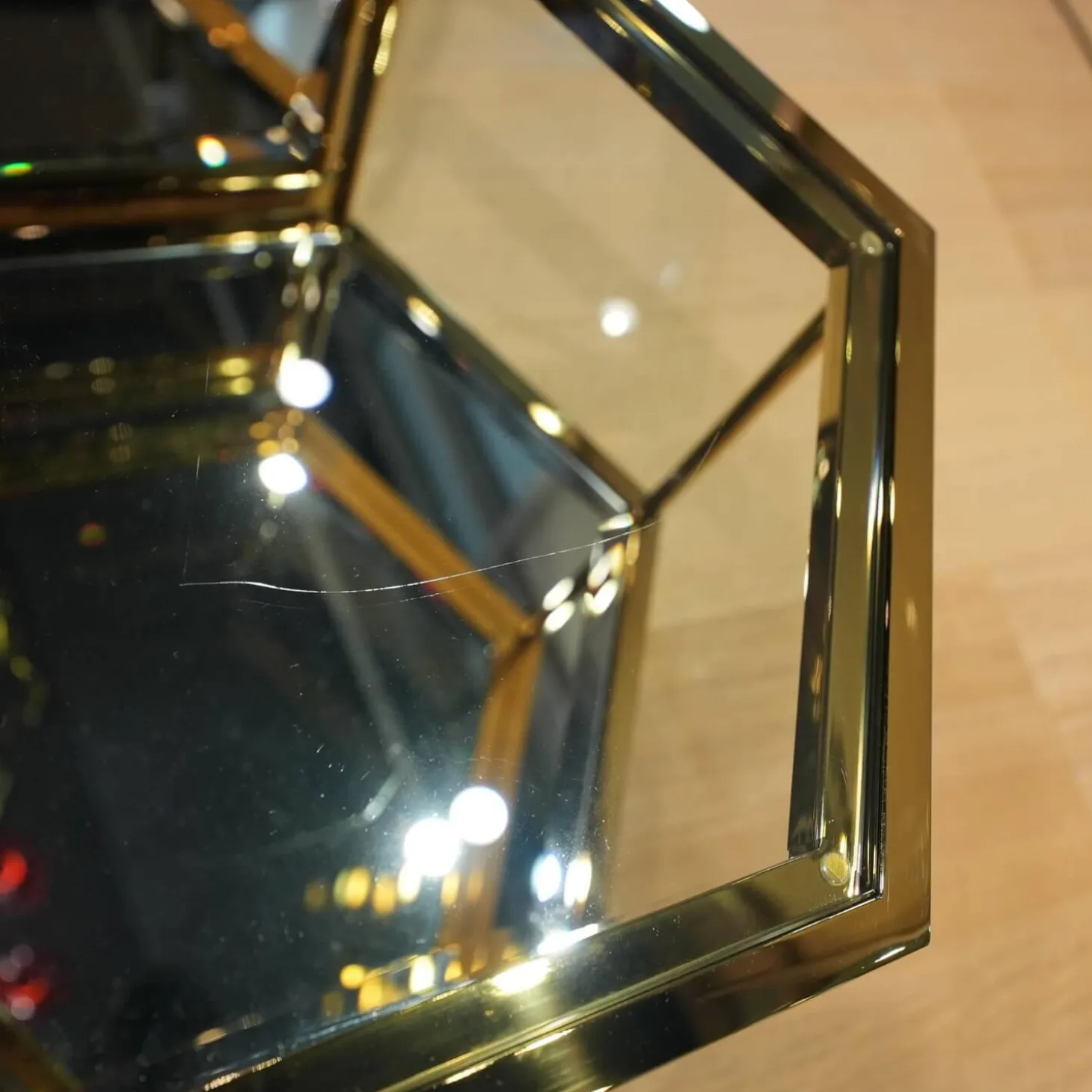 4er Ensemble Couchtisch Sax Platte Klarglas Metallrahmen Mit Gold-Finish