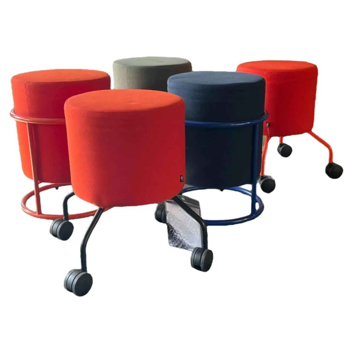 5er Hockergruppe Drop In Dunkelblau Rotorange Und Olive