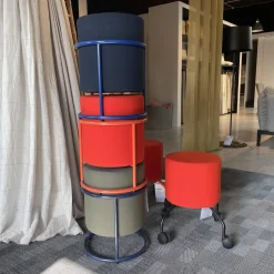 5er Hockergruppe Drop In Dunkelblau Rotorange Und Olive