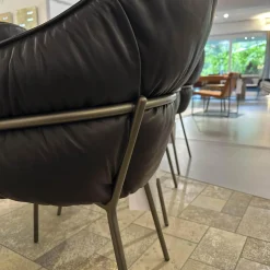 6er Set Armchair Marie Leder Adora Canelo 95007 Schwarz 4 Fuß Stahlgestell Bronze Lasur Schwarz