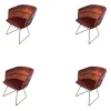 4er Set Armchair Marla Stoff Avalon 2 Altrose Rot Drahtgestell Metall Messing ME021