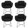 4er Set Armlehnenstuhl Sevano Leder Miura 51 Anthrazit Gestell Metall Schwarz Pulverbeschichtet