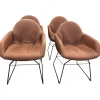 4er Set Armlehnenstuhl Step Leder 2 13 Cognac Braun Gestell Stahl Schwarz Pulverbeschichtet