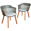 2er Set Armlehnstuhl Aiir Kunststoff Pepper Grau Füße Teak