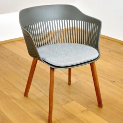 2er Set Armlehnstuhl Aiir Kunststoff Pepper Grau Füße Teak