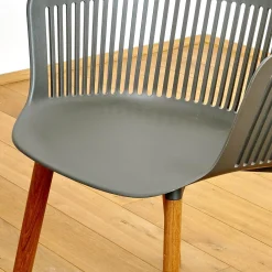 2er Set Armlehnstuhl Aiir Kunststoff Pepper Grau Füße Teak