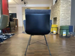 4er Set Armlehnstuhl Alvo Schale Schwarz Stoff 8145 Dunkelgrau Drahtgestell 4 Fuß Schwarz