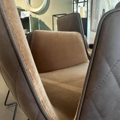 6er Set Armlehnstuhl Amelie High Außen Leder Muscat Coffee Braun Grau Innen Stoff Harald 3 Braun Drahtgestell Tiefschwarz Schwarz