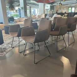 6er Set Armlehnstuhl Amelie High Außen Leder Muscat Coffee Braun Grau Innen Stoff Harald 3 Braun Drahtgestell Tiefschwarz Schwarz