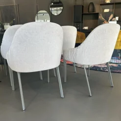 4er Set Armlehnstuhl Celine Low Stoff Smart Dune Beige Gestell Stahl Beige Grau