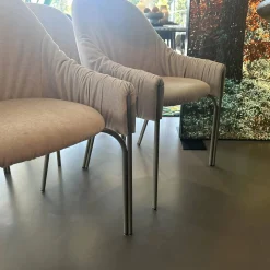 4er Set Armlehnstuhl Celine Low Stoff Smart Dune Beige Gestell Stahl Beige Grau