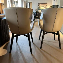 2er Set Armlehnstuhl Dexter 2056 I Leder 3 Select 12 Schlamm Braun Beige Grau Gestell Mooreiche