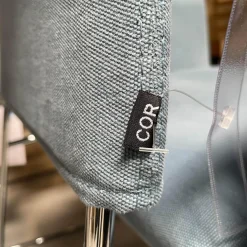 4er Set Armlehnstuhl Fino 202 Bezg Stoff 7186 Sky Drahtgestell Verchromt