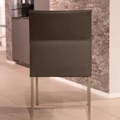 2-er Set Armlehnstuhl Groove-E Leder Tendens Farbe LD 1200 Graniet Gestell Edelstahl