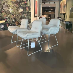 4er Set Armlehnstuhl Leyasol High Und Low Stoff Lopi Marble R018 Weiß Beige Drahtgestell Grau Weiß