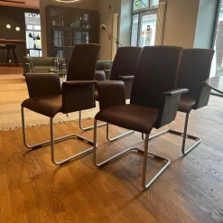 4er Set Armlehnstuhl Luma 2063 I Leder II Elmosoft 95006 Dark Purple Violett Gestell Stahlrohr Matt Chrom