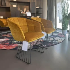 2er Set Armlehnstuhl Marla Hoch Stoff Riga M1 Curry Gelb Harfengestell Schwarz