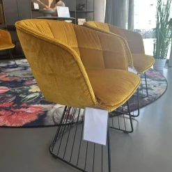 2er Set Armlehnstuhl Marla Hoch Stoff Riga M1 Curry Gelb Harfengestell Schwarz