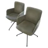 2er Set Armlehnstuhl Materia Soft Leder Nabuk Nubuk 104 Salvia Grau Aluminiumgestell Base Irondust Schwarz Drehbar