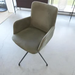 2er Set Armlehnstuhl Materia Soft Leder Nabuk Nubuk 104 Salvia Grau Aluminiumgestell Base Irondust Schwarz Drehbar