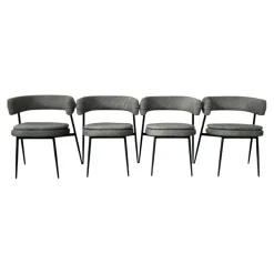 4er Set Armlehnstuhl Nena Stoff Tito 30 31816 Grau Gestell Stahl Schwarz Lackiert