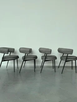 4er Set Armlehnstuhl Nena Stoff Tito 30 31816 Grau Gestell Stahl Schwarz Lackiert