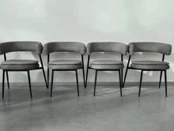 4er Set Armlehnstuhl Nena Stoff Tito 30 31816 Grau Gestell Stahl Schwarz Lackiert