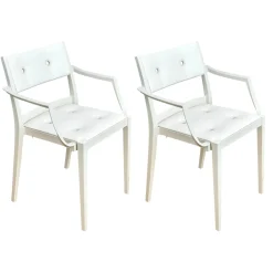 2er Set Armlehnstuhl Play P Starck Sitz Und Rücken Synthetik Weiß Gestell Chalk Weiß