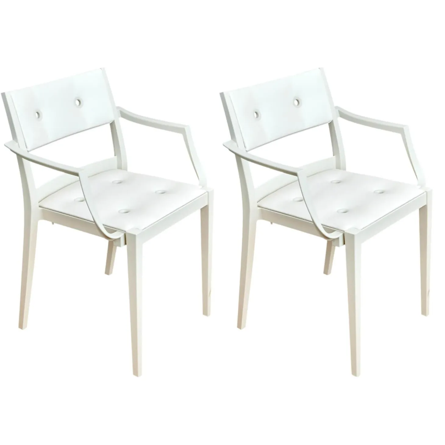 2er Set Armlehnstuhl Play P Starck Sitz Und Rücken Synthetik Weiß Gestell Chalk Weiß