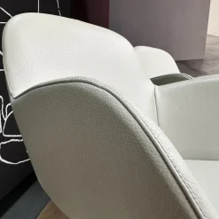 2er Set Armlehnstuhl Sheru Drehbar Bezug Leder Rodeo-Soft 1416 Quartz Grau 5-Fuß-Kreuz Matt Pulverbeschichtet Schwarz