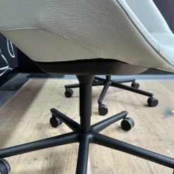 2er Set Armlehnstuhl Sheru Drehbar Bezug Leder Rodeo-Soft 1416 Quartz Grau 5-Fuß-Kreuz Matt Pulverbeschichtet Schwarz