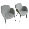 2er Set Armlehnstuhl Sheru Stoff Gaia 7891 Platin Grau 4 Bein Untergestell Matt Pulverbeschichtet Schwarz