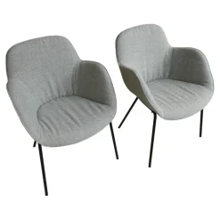 2er Set Armlehnstuhl Sheru Stoff Gaia 7891 Platin Grau 4 Bein Untergestell Matt Pulverbeschichtet Schwarz