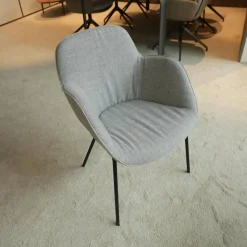 2er Set Armlehnstuhl Sheru Stoff Gaia 7891 Platin Grau 4 Bein Untergestell Matt Pulverbeschichtet Schwarz