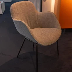 4er Set Armlehnstuhl Sheru Bezug Stoff 25 Togba 7854 Pebble Grau 4-Bein-Gestell Pulverbeschichtet Schwarz