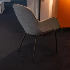 4er Set Armlehnstuhl Sheru Bezug Stoff 25 Togba 7854 Pebble Grau 4-Bein-Gestell Pulverbeschichtet Schwarz